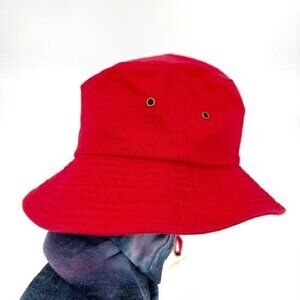 Furtalk Red Cotton Adjustable Sun Beach Hiking Chin Strap Medium Bucket NEW
